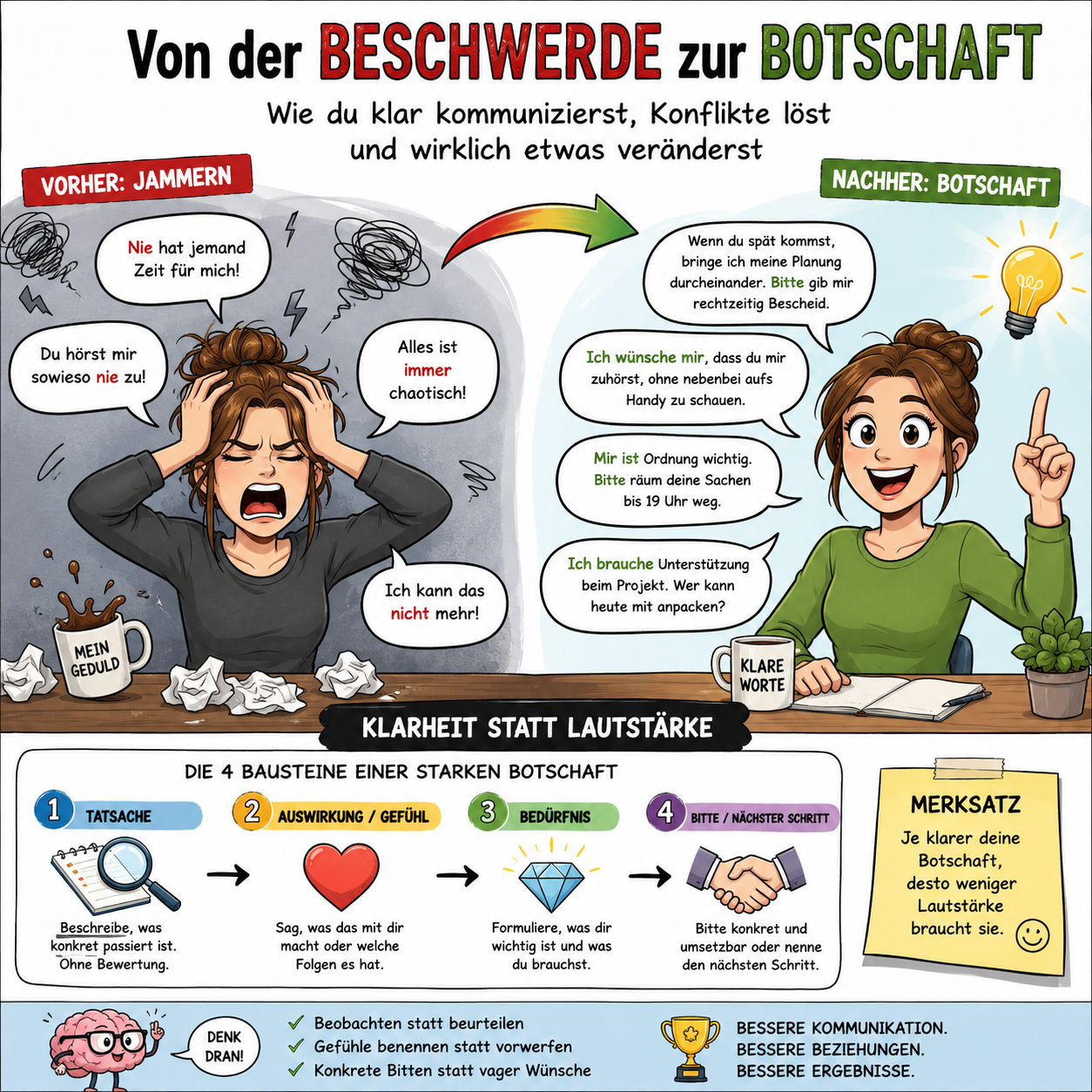 Von der Beschwerde zur Botschaft: Wie du klar kommunizierst, Konflikte löst und wirklich etwas veränderst Von der Beschwerde zur Botschaft: Wie du klar kommunizierst, Konflikte löst und wirklich etwas veränderst