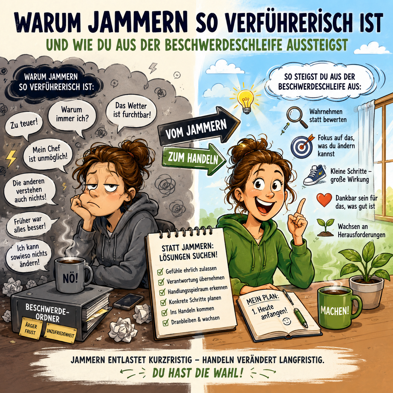 Warum Jammern so verführerisch ist und wie du aus der Beschwerdeschleife aussteigst Warum Jammern so verführerisch ist und wie du aus der Beschwerdeschleife aussteigst