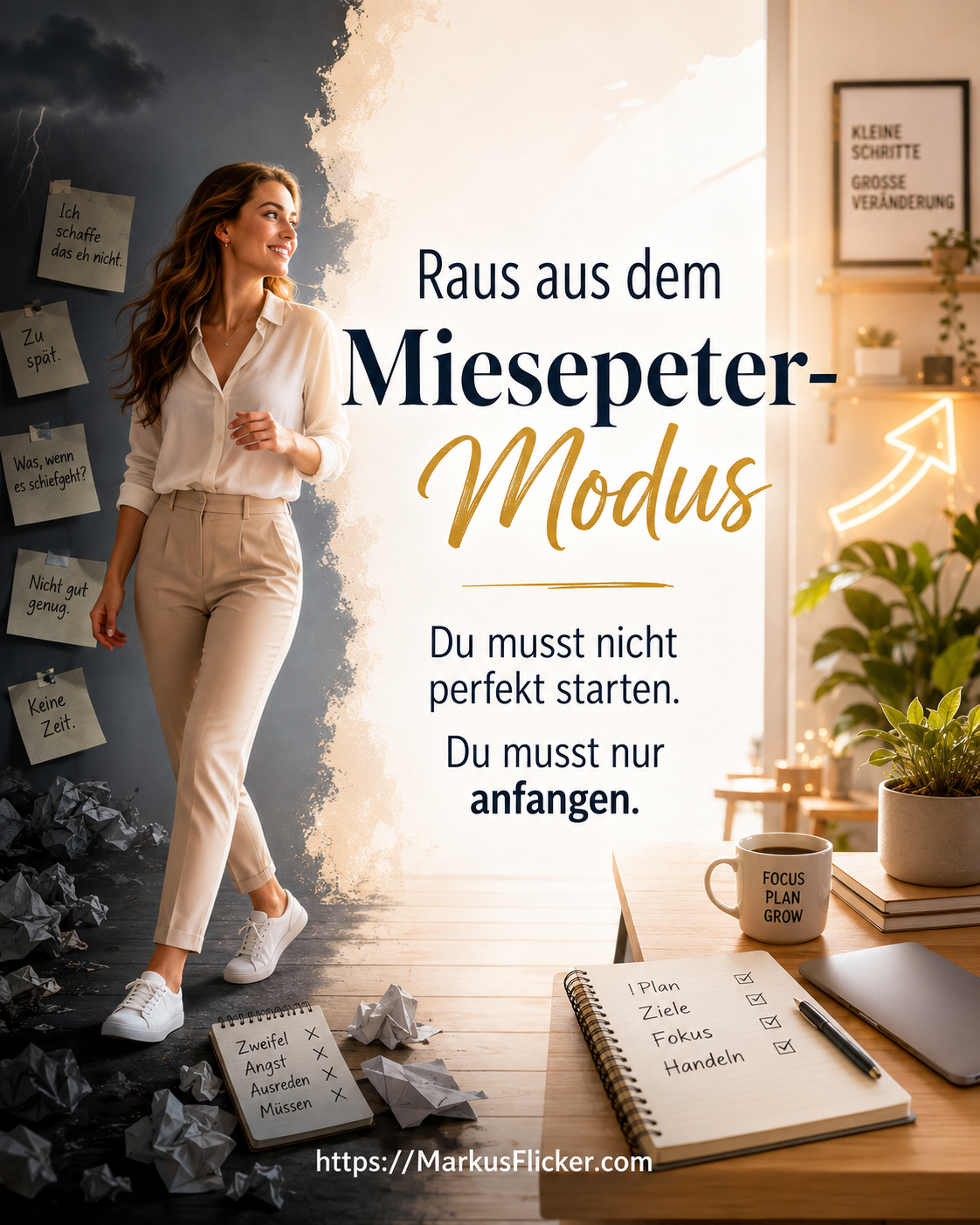 Motivation statt Miesepeter-Modus: Wie du ins Handeln kommst und dauerhaft weniger negativ denkst Motivation statt Miesepeter-Modus: Wie du ins Handeln kommst und dauerhaft weniger negativ denkst